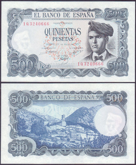 1971 Spain 500 Pesetas (Unc) L001033